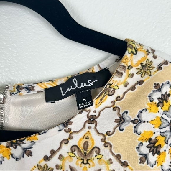 Lulus Dandy Lion Yellow Print Mini Dress S - Picture 4 of 11